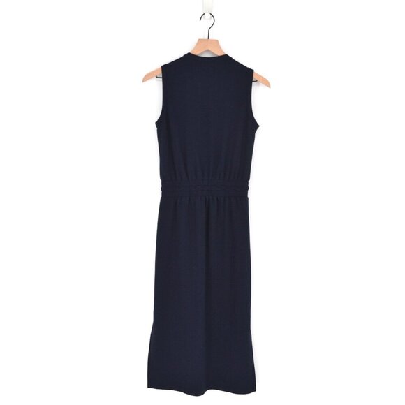 Socialite Cinched Waist V-Neck Sleeveless Midi Dress in Navy Blue Women's S - Picture 2 of 6